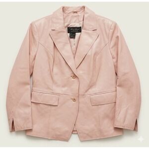 Terry Lewis Classic Luxuries Blush Pink Leather Jacket RN 77025 Office Siren
